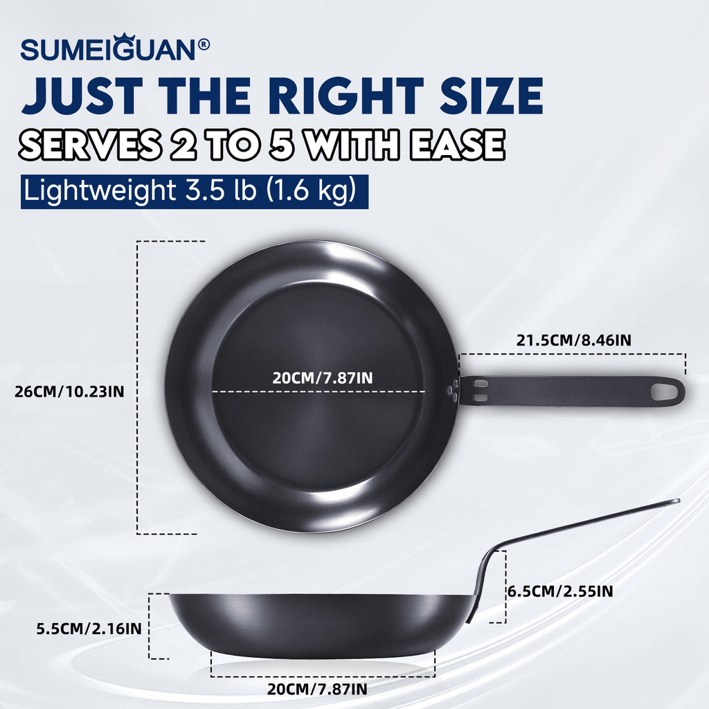 12" Carbon Steel Frying Pan, Nonstick with Detachable Silicone Handle